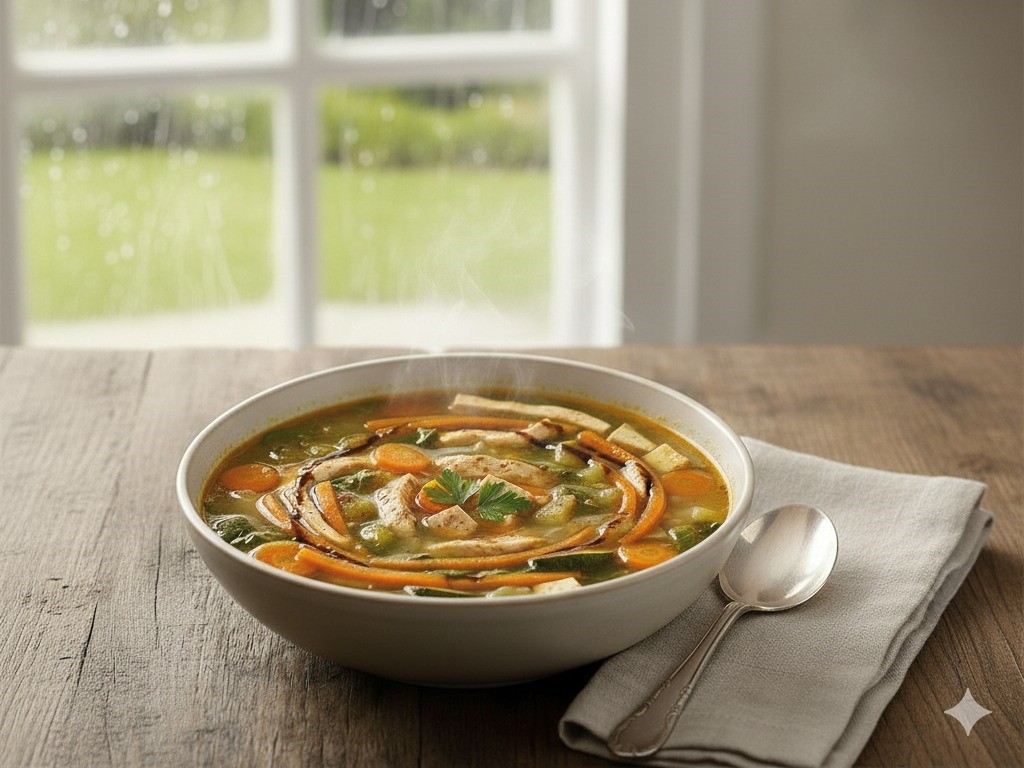 מרק עם חזה עוף או טופו של חלי ממן (צילום: יח